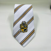 White, Black and Old Gold Alpha Monogram Tie